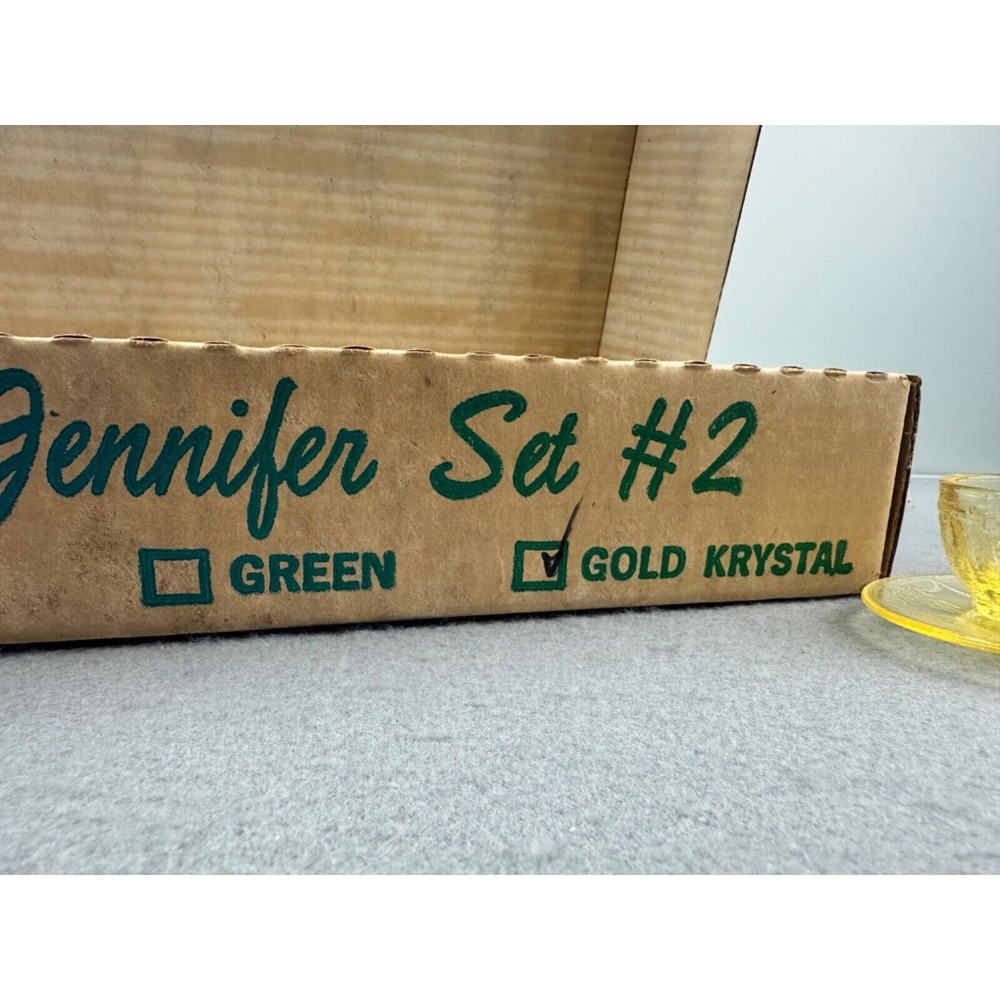 Vintage Mosser Glass The Jennifer Miniatures Set #2 Gold‎ Krystal with Box - Picture 5 of 8